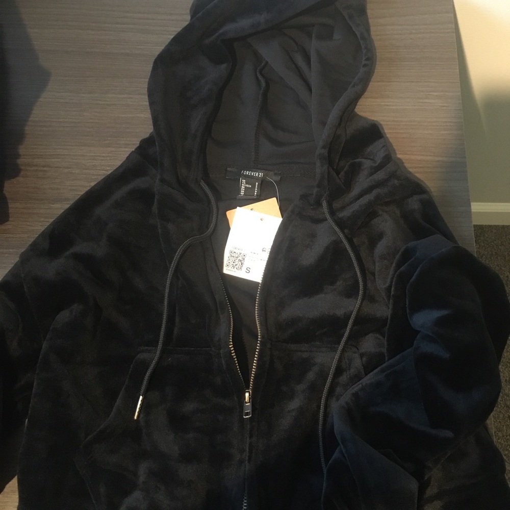 NWT Black Velvet Zip Up Jacket